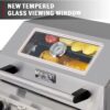 Mesa 4-Burner Propane Gas Grill in Stainless Steel with Clear View Lid, Side Burner, and LED Controls by Monument Grills