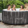 Bestway SaluSpa Fiji AirJet Large Round 2 to 4 Person Inflatable Hot Tub Portable Outdoor Spa with 120 AirJets and EnergySense Cover, Grey