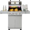 Mesa 4-Burner Propane Gas Grill in Stainless Steel with Clear View Lid, Side Burner, and LED Controls by Monument Grills