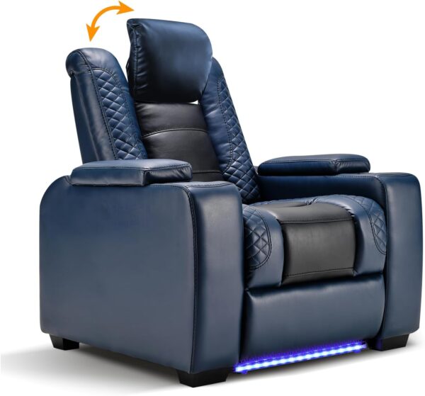 5c8a57f59f9045b38434dde638ce9c5d Power Home Theater Seating Set of 3, Brown Faux Leather Electric Recliner Chair with Powered Headrest, Dual Motors Movie Reclining Chairs with LED Lights,USB Port,Cup Holders, Hidden Arm Storage