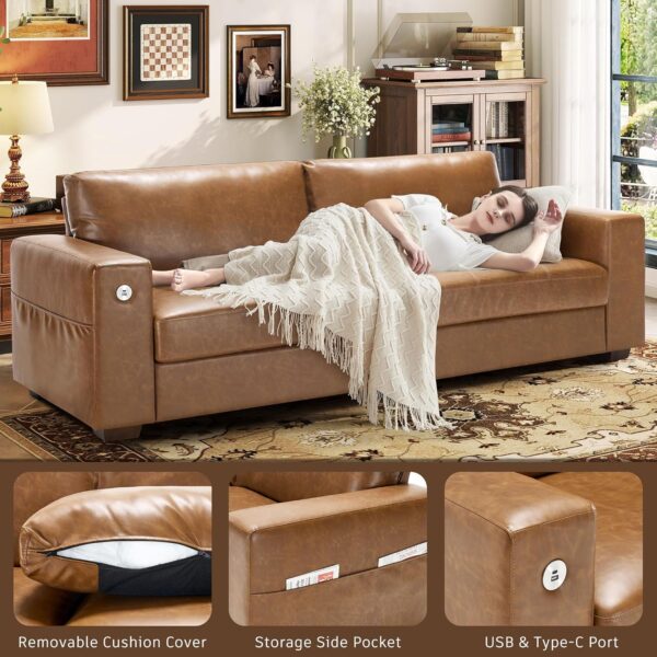 5cc576267cfa4cf8897f932c48c25396 89" Sofa for Living Room, Modern Comfy Sofa with Medium Firm Seat Cushion, Removable Cover,Wide Armrest,USB/Type-C Port,Chenille Fabric Couches for Small Space,Apartment