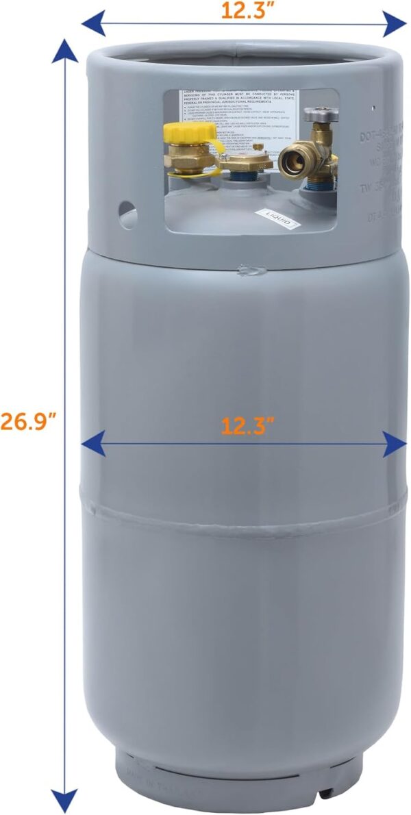 5cc814eb641640399b16476065e28362 Steel Forklift Propane Tank Cylinder with Built-in Gauge, Gray-Flame King