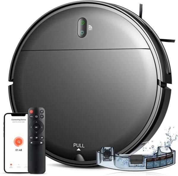 5ce91d4a7b34415c8609f3058a172342 Robot vacuum and mop combo, robot vacuum with schedule, 2-in-1 robot vacuum with water tank and dustbin, self-charging, slim, perfect for hard floors, pet hair, carpets