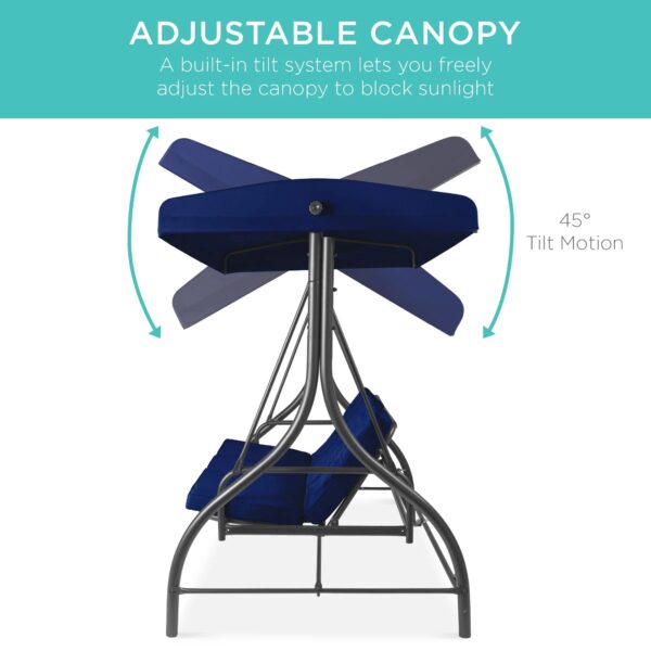 5cee0e551b3449ddaf92fef4bef606cd 3-Seat Outdoor Large Converting Canopy Swing Glider