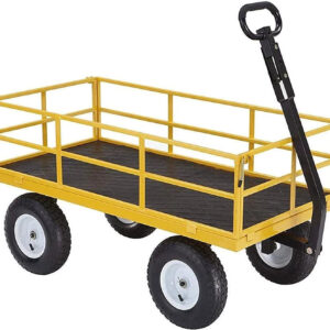 7 Cu Ft Heavy Duty Steel Utility Cart, with Steel Mesh Bed 1200 Pound Hauling Capacity, for Outdoor, Yard Camping, Yellow