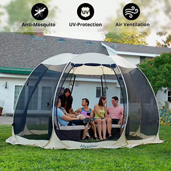 Alvantor Screen House Room Camping Tent Outdoor Canopy Dining Gazebo Pop Up Sun Shade Shelter 10 Mesh Walls Not Waterproof Beige 15'x15'