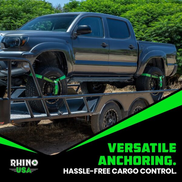 5d59ed83a50f4a1ea22798e3b197297f Car Tie Down Straps for Trailers with Flat Hooks (4-Pack) - 2 Inch x 8 Feet (10,000lb Break Strength) - Heavy Duty T-Handle Car Lasso Tire Straps for Trailer & UTV - Black