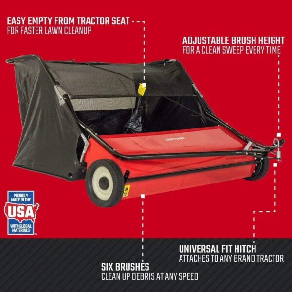 5d63c8d1971e40a18286d4bc8fd0bf50 CMXGZBF7124546 52 Tow Lawn Sweeper, Black