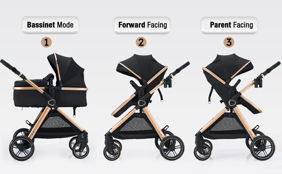 Accombe 2 in 1 Baby Stroller. Convertible Bassinet Pushchair for Infants and Newborns 0-36 Months…
