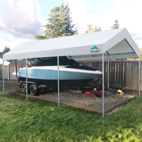 5dc93a1a11784ed8929bf4b5818a261d 10x20 ft Heavy Duty Carport Potable Car Canopy Garage Party Tent Boat Shelter, Adjustable Height from 9.5 ft to 11 ft, Beige