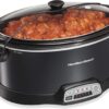 Portable 7-Quart Programmable Slow Cooker with Bowl Scraper, Stainless Steel