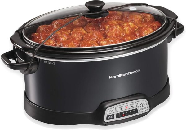 5ddaa37c2ad0499c96e623075028f0e3 Portable 7-Quart Programmable Slow Cooker with Bowl Scraper, Stainless Steel