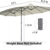 15ft Patio Umbrella with Solar Lights, Large Double Umbrella Outdoor, Rectangle 180''x106'' Umbrellas with 156 PCS LED Lights and Crank Handle for Backyard Deck Pool Shade in Black(1.9" Pole)