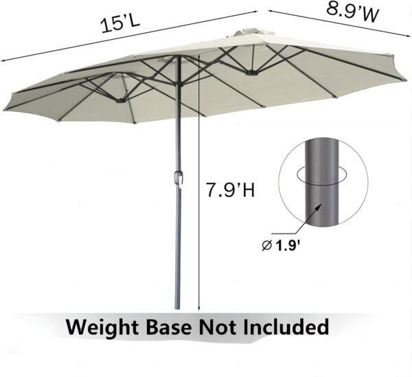 5e072e3b374d494dbcf6125a1daba5b6 15ft Patio Umbrella with Solar Lights, Large Double Umbrella Outdoor, Rectangle 180''x106'' Umbrellas with 156 PCS LED Lights and Crank Handle for Backyard Deck Pool Shade in Black(1.9" Pole)