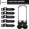 Walk-Behind Outdoor Hand Push Floor Sweeper - 5.25 Gallon Capacity - 25.5" Sweeping Width - Sweeps up to 27,900 ft² / Hour, Grey