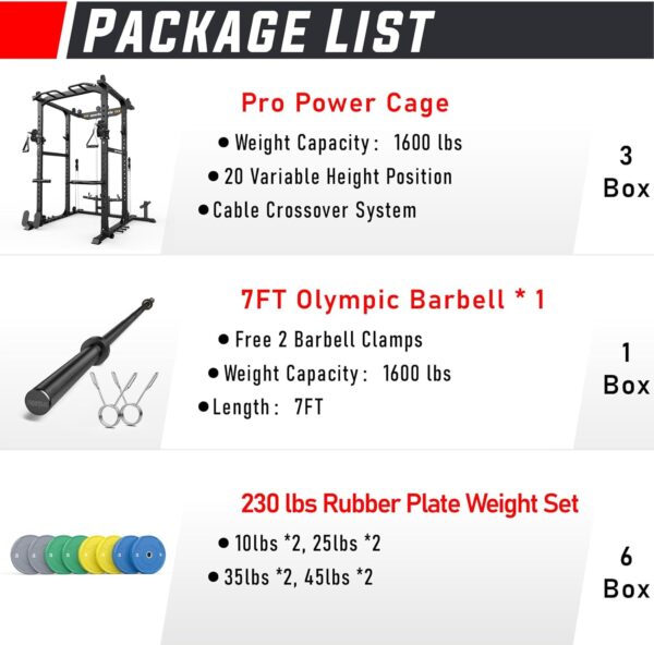 5e8510c2cab040abad137bc33e3ecec1 Sportsroyals Power Cage,1600lbs Multi-Function Power Rack with Adjustable Cable Crossover System and More Training Attachment, Weight Cage for Home Gym