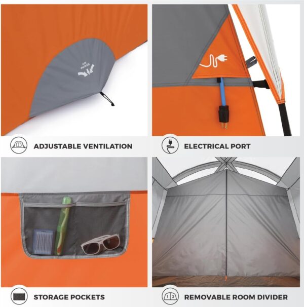 5eaca74ffcb84f03b11cc5b5785a6775 CORE Straight Wall Cabin Tents | 10 Person / 11 Person / 12 Person Large Multi Room Family Tents for Car Camping & Outdoor Adventures