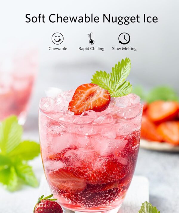 5ebb290295d54f559c8fe3e0cb964d9e Nugget Ice Makers Countertop, Pebble Ice Makers with Soft Chewable Ice, Ready in 6 Mins, 35lbs/24H, One-Click Operation, Self Cleaning, Portable Ice Maker Machine for Home/Kitchen/RV/Camping