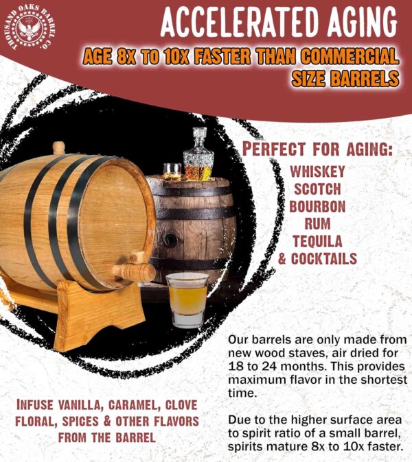 5ebb8411e6c64152ae37afcf1d2cb071 Thousand Oaks Barrel 5 gallon oak aging barrel with stand stopper and faucet