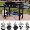 36" Gas Griddle Cooking Station 4 Burner Flat Top Gas Grill Propane Fueled Restaurant Grade Professional 36" Outdoor Griddle Station with Side Stands (1554)
