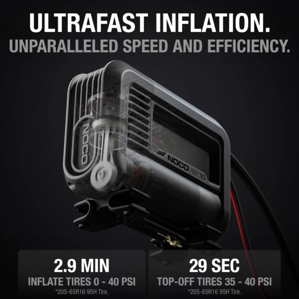 5f4910e601314039ab2a7133f08a081d UltraFast 15A Tire Inflator, 12V Portable Air Compressor Pump, Rated at 80 PSI, Inflates Tires from 0-40 PSI in 2.9 Minutes with a Digital Gauge, Smart Pressure and Auto-Shutoff