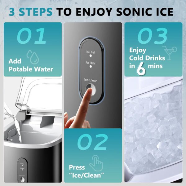 5ff7c3e295904a0a9c60b75a4d33db92 Nugget Ice Maker Countertop with Handle, Ready in 6 Mins, 34lbs Per Day, Removable Top Cover, Auto-Cleaning, Portable Sonic Ice Maker with Basket and Scoop, for Home/Party/RV/Camping (Black)