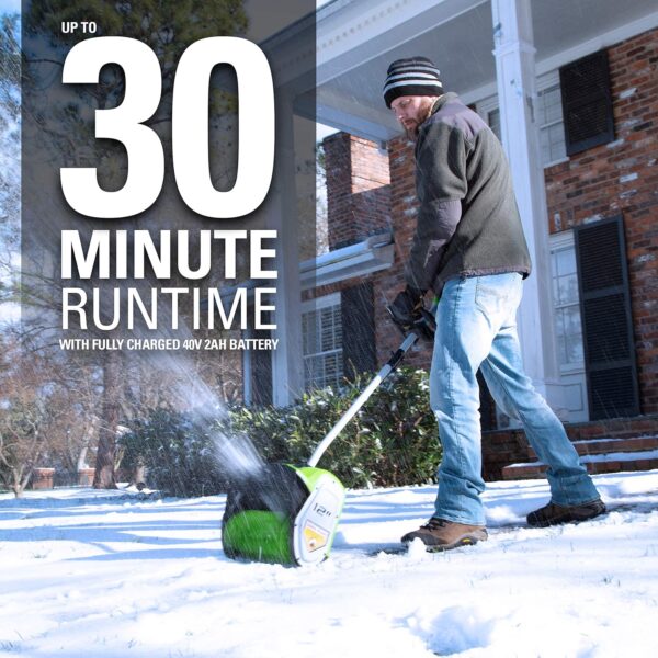 6000c332c84842018e2521408b8a0add 12-inch cordless snow shovel, includes 4.0Ah battery and charger