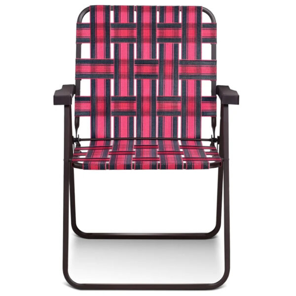 603d0b5777f4412f96015d000682b2b2 Canddidliike 6 Pieces Folding Beach Chair Camping Lawn Webbing Chair-Red, Folding Aluminum Webbed Lawn Chairs with Detachable Cup Holder
