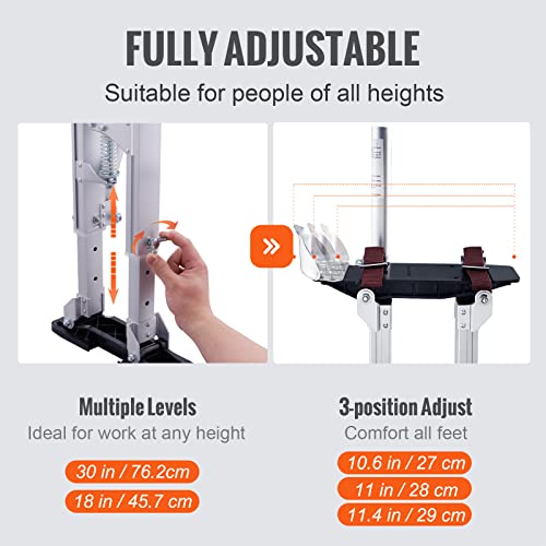 60464fc6189c4adbb9f02408ce63df8b VEVOR Drywall Stilts, 18''-30'' Adjustable Aluminum Tool Stilts with Protective Knee Pads