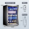 Mini Fridge 130 Can Beverage Refrigerator Cooler, 3.2 Cu.Ft Drink Fridge for Soda Wine Beer, Adjustable Temperature Control for Home Office, Black
