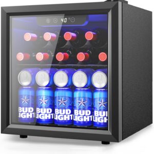 Refrigerator Cooler - 126 Can Mini Fridge with Glass Door for Soda Beer or Wine, Beverage Cooler for Home, Office, Bar with Adjustable Removable Shelves, Silver
