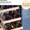 24 inch Wine Cooler, 46 Bottle - Dual Zone Built-in or Freestanding Fridge with Stainless Steel Reversible Glass Door, for Home, Kitchen, or Office.