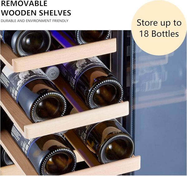 60efa01843134c9b8e076af87b7d13db 24 inch Wine Cooler, 46 Bottle - Dual Zone Built-in or Freestanding Fridge with Stainless Steel Reversible Glass Door, for Home, Kitchen, or Office.