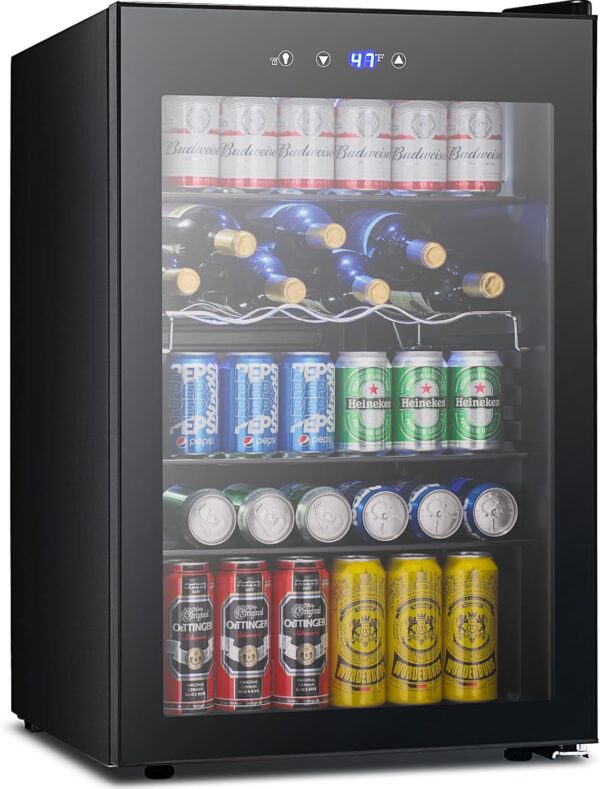 612add32132649bca5d8cbb2e0e1567b Mini Fridge 130 Can Beverage Refrigerator Cooler, 3.2 Cu.Ft Drink Fridge for Soda Wine Beer, Adjustable Temperature Control for Home Office, Black