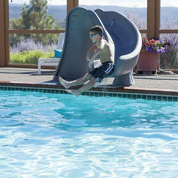 61399863b1b94bd1b8a2998a0fa596fa S.R. Smith 698-209-58124 Cyclone Right Curve Swimming Pool Slide, Gray Granite