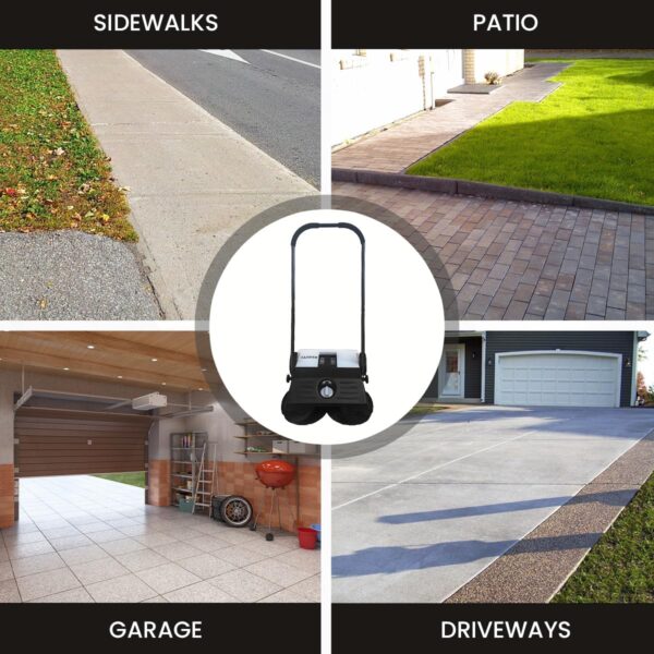 61702217a7d94395aaf7831c7bb4a03f Walk-Behind Outdoor Hand Push Floor Sweeper - 5.25 Gallon Capacity - 25.5" Sweeping Width - Sweeps up to 27,900 ft² / Hour, Grey