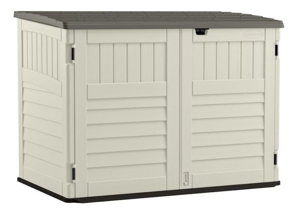 Suncast Plastic Storage Shed, Off-White and Gray, 44.25 in D x 52 in H x 70.5 in W