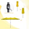 15ft Patio Umbrella with Solar Lights, Large Double Umbrella Outdoor, Rectangle 180''x106'' Umbrellas with 156 PCS LED Lights and Crank Handle for Backyard Deck Pool Shade in Black(1.9" Pole)