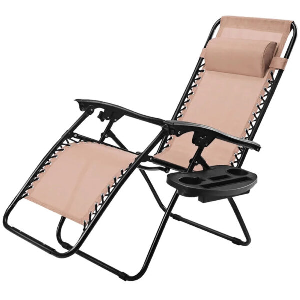62c0120297374321ba5e5fb7942d051a Resenkos Outdoor Folding Zero Gravity Reclining Lounge Chair with Utility Tray-Beige, Zero Gravity Lawn Lounge Chairs with Cup Holder, Reclining Folding Outdoor Chairs for Deck, Beach, Yard