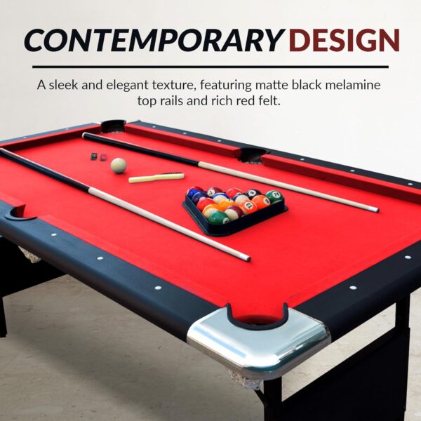 62d6c9f5f8624cf29cd969bc2207a67d Hathaway Fairmont 6 Ft Portable Pool Table, Adults Folding Billiards Tables for Game Room with Easy Foldable Storage, Includes Full Set of Billiard Balls, Cues, Chalk & Brush