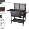 80 Quart Rattan Rolling Cooler Cart, Portable Wicker Cooler Trolley, Backyard Party Drink Beverage Bar