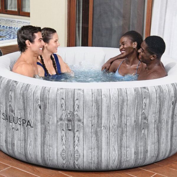 62f5c4a1e95448f291b77dd3e97f2f99 Bestway SaluSpa Fiji AirJet Large Round 2 to 4 Person Inflatable Hot Tub Portable Outdoor Spa with 120 AirJets and EnergySense Cover, Grey