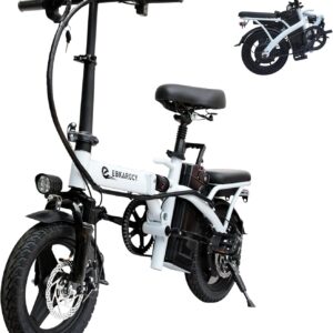 Ebikes for Adults, 400W Motor 22MPH Max Speed, 14” Tire, 48V 15AH Removable Battery for Electric Bike, Multi-Shock Absorption, City Commuter, Foldable Adult Electric Bicycles