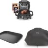 7-in-1 Grill & Smoker with Thermometer, Air Fryer, BBQ, Bake, Roast, Broil - Portable Electric Outdoor Grill, Grey