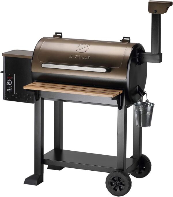 638e32a2ba2843f4b47c91f2d38a12ba Wood Pellet Grill Smoker with 552 Cooking Area & Front Shelf for Outdoor BBQ, Smoke, Bake and Roast, 550C