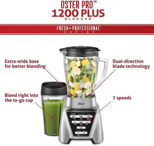 6399fd2424ab4866ba65c8b7613aaa07 Oster Blender | Pro 1200 with Glass Jar, 24-Ounce Smoothie Cup, Brushed Nickel