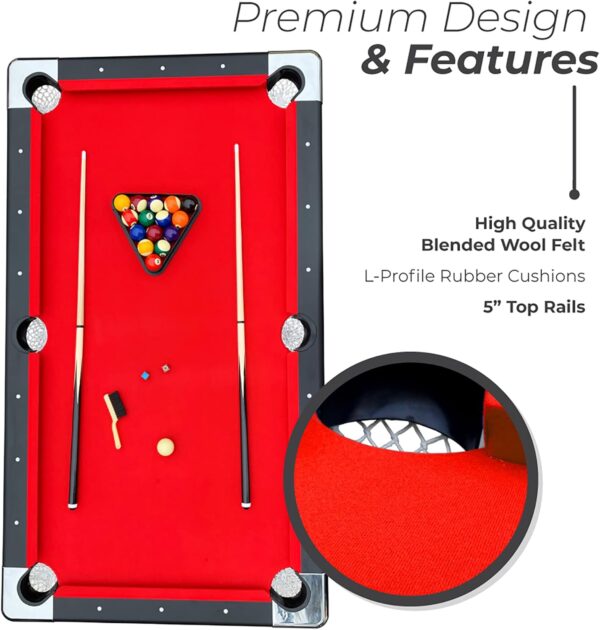 63a3514442ea4b6a8070f632784ed035 Hathaway Fairmont 6 Ft Portable Pool Table, Adults Folding Billiards Tables for Game Room with Easy Foldable Storage, Includes Full Set of Billiard Balls, Cues, Chalk & Brush