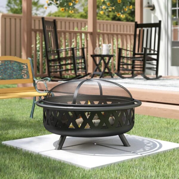 Aretha Easily Transportable Wood Burning Fire Pit And Grill Pit For Porch Party