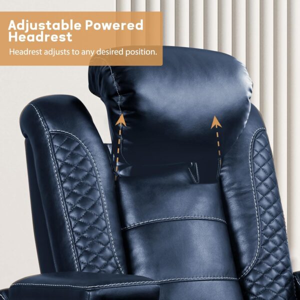 6402655f4e2c4e9cbe48f8c1f71ff984 Power Home Theater Seating Set of 3, Brown Faux Leather Electric Recliner Chair with Powered Headrest, Dual Motors Movie Reclining Chairs with LED Lights,USB Port,Cup Holders, Hidden Arm Storage