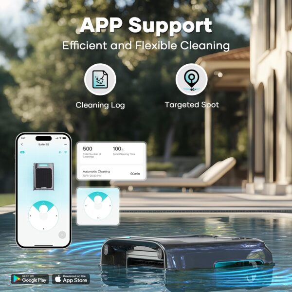 640606db2a174202aaef83f16c14cfe8 AIPER Surfer S2 Solar Pool Skimmer with APP Support, 24/7 Cleaning, Dual Charging Modes, Smart Obstacle Avoidance, Ideal for All Swimming Pool Types